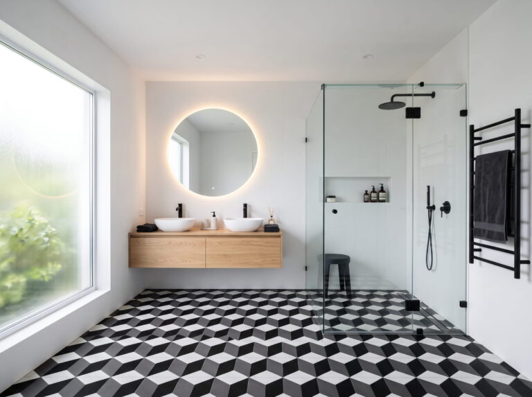 3D bathroom floor tiles