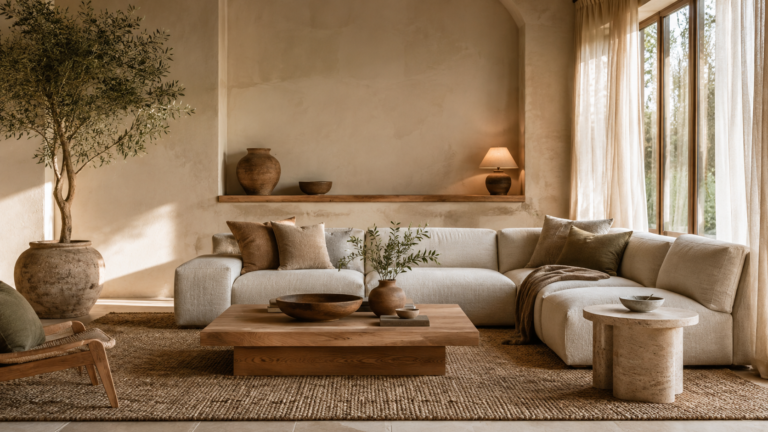 earthy minimalist living room