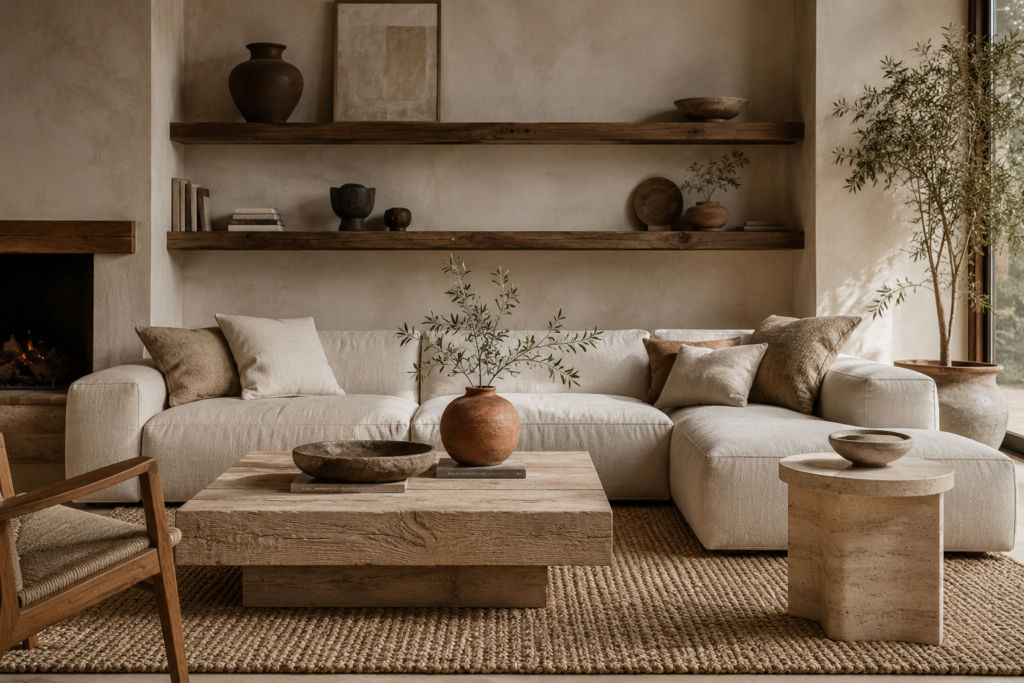 earthy minimalist living room