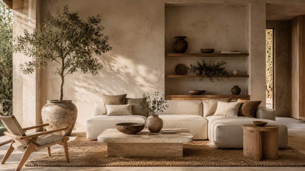 earthy minimalist living room