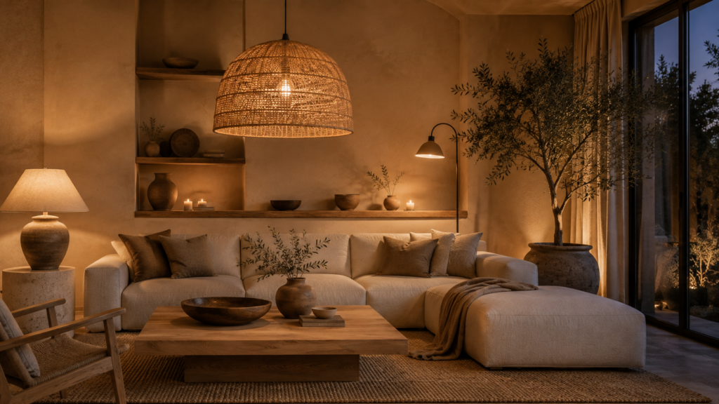 earthy minimalist living room